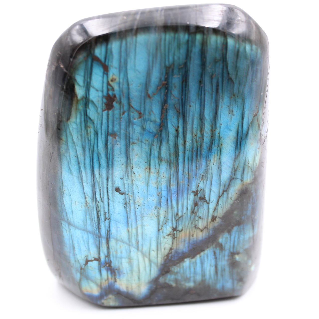 Forma pulida decorativa de labradorita azul