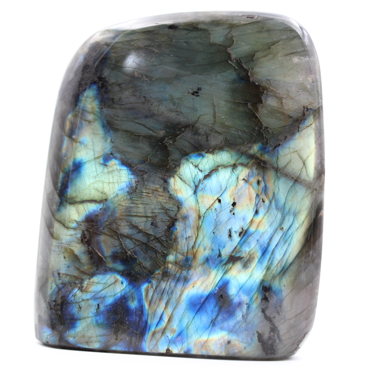 Piedra labradorita azul pulida