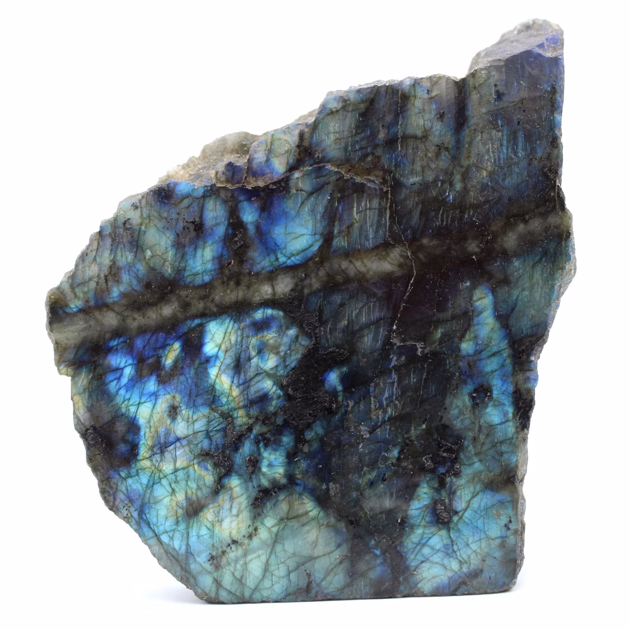 Piedra labradorita con cara pulida de Madagascar