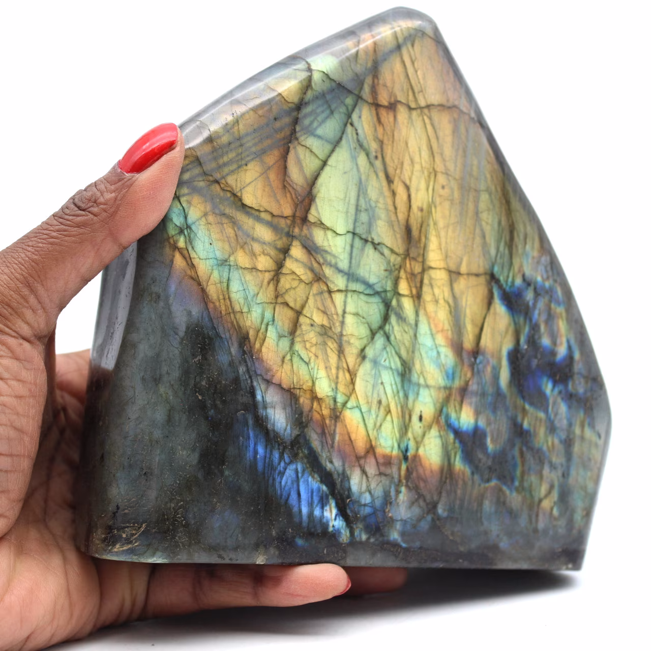 Piedra labradorita pulida de forma libre