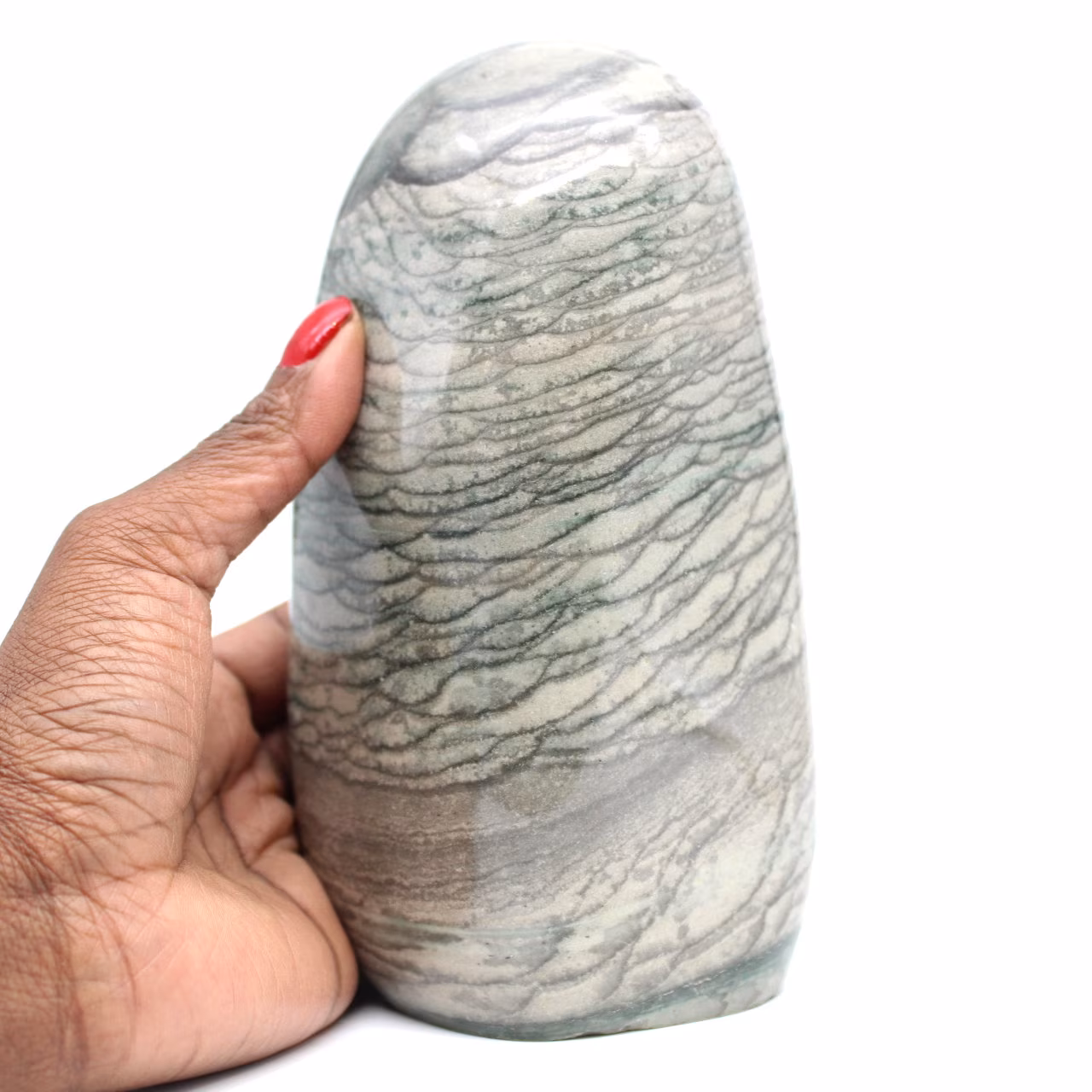 Piedra de jaspe gris con bandas pulidas