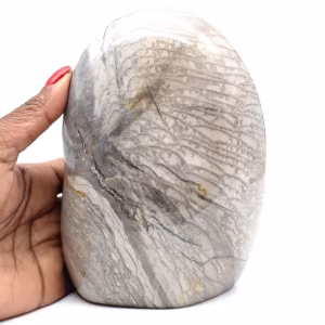 Bloque de jaspe con cinta gris natural pulido