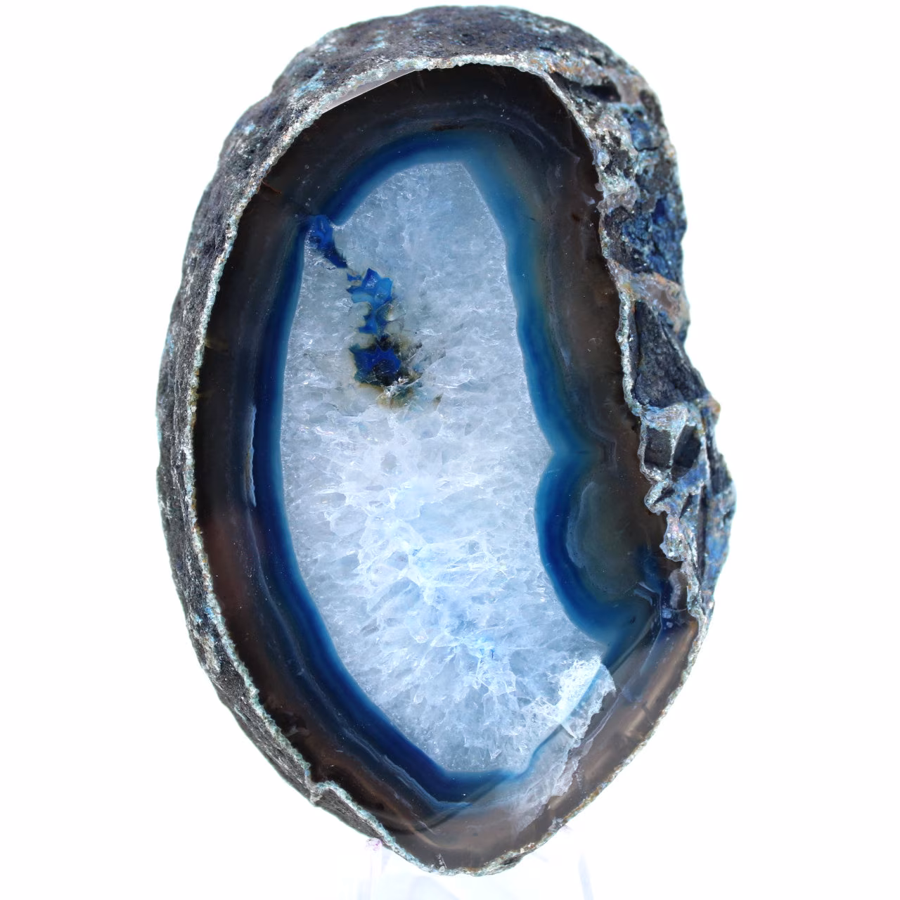 Rebanada de ágata azul mineral