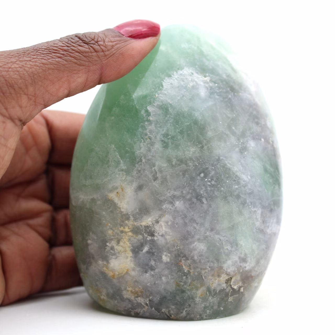 Piedra de fluorita verde pulida