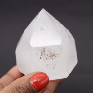 Prisma de cristal de cuarzo con inclusión de clorita