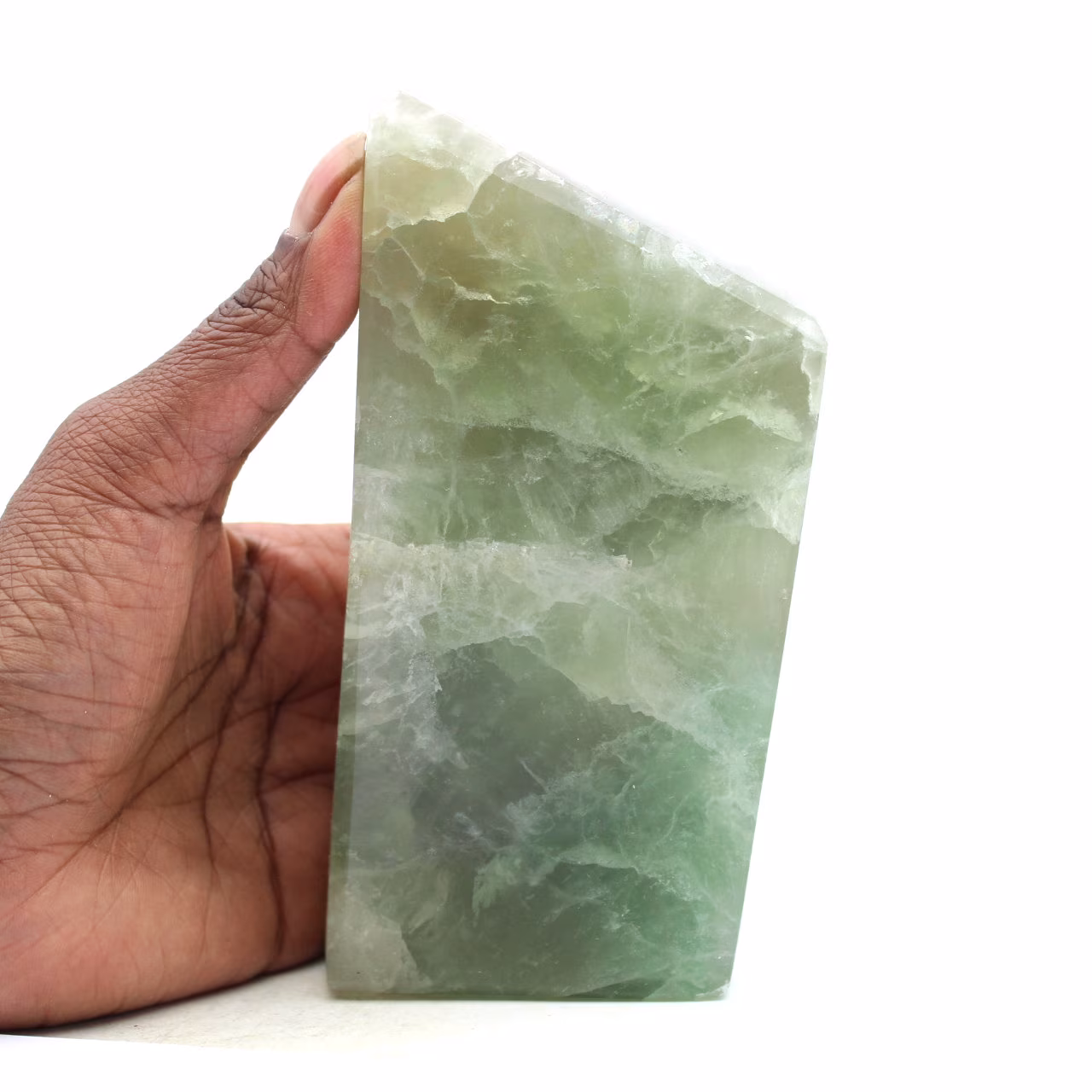 Heptaedro de bloque de fluorita verde