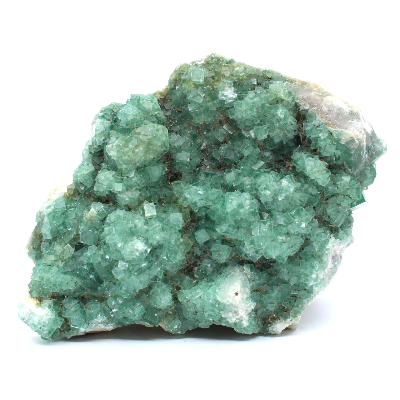 Cristales de fluorita verde crudo en ganga