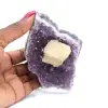 Cubo de calcita sobre amatista - 0