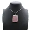Colgante rectangular de cuarzo rosa - 0