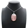 Colgante ovalado de cuarzo rosa - 0