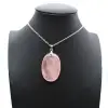 Colgante ovalado de cuarzo rosa - 0
