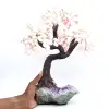 Árbol mineral con base de amatista y hojas de cuarzo rosa - 17