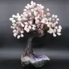 Árbol mineral con base de amatista y hojas de cuarzo rosa - 0