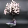 Árbol mineral con base de amatista y hojas de cuarzo rosa - 1