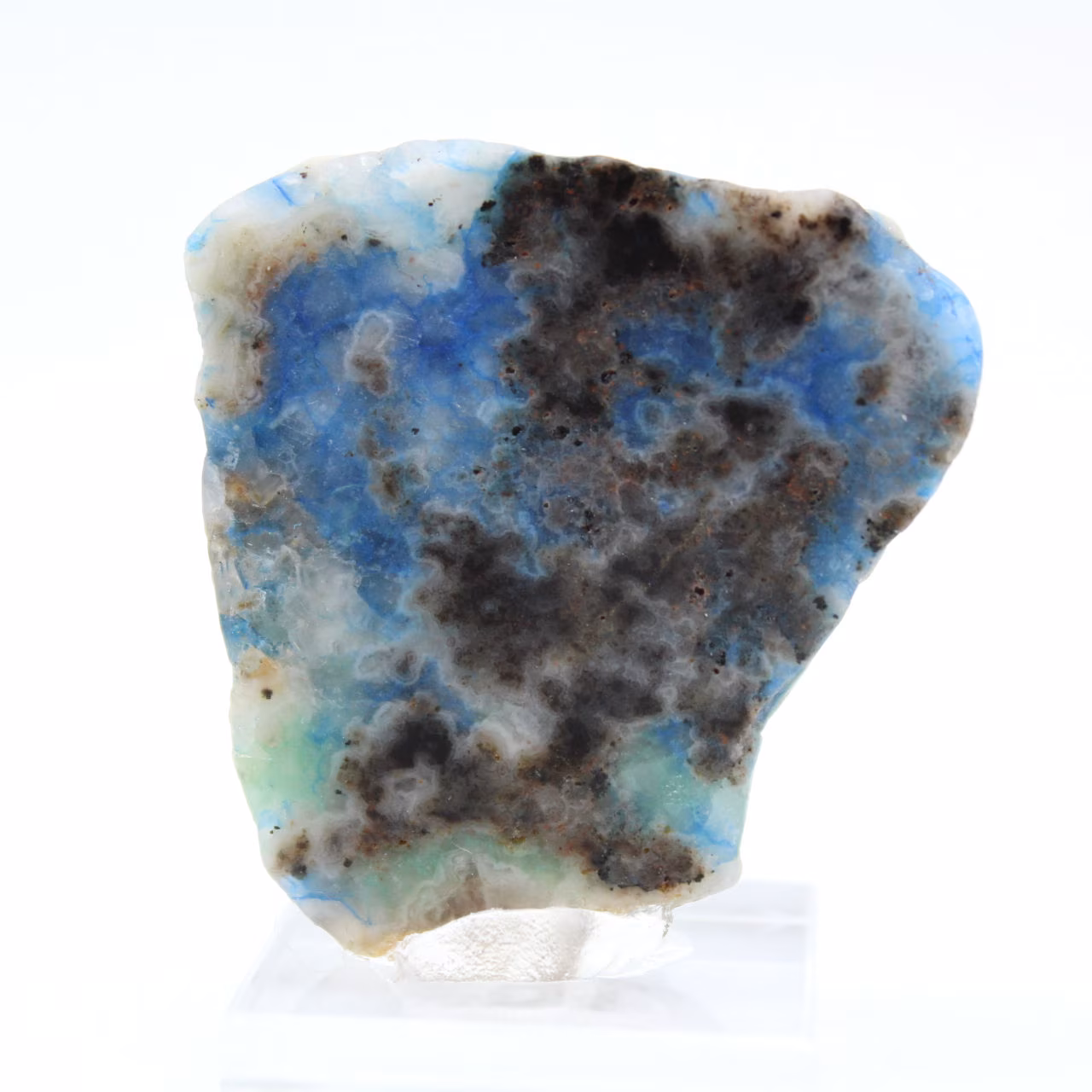 Rebanada pulida de azurita malaquita mineral bruto de calidad