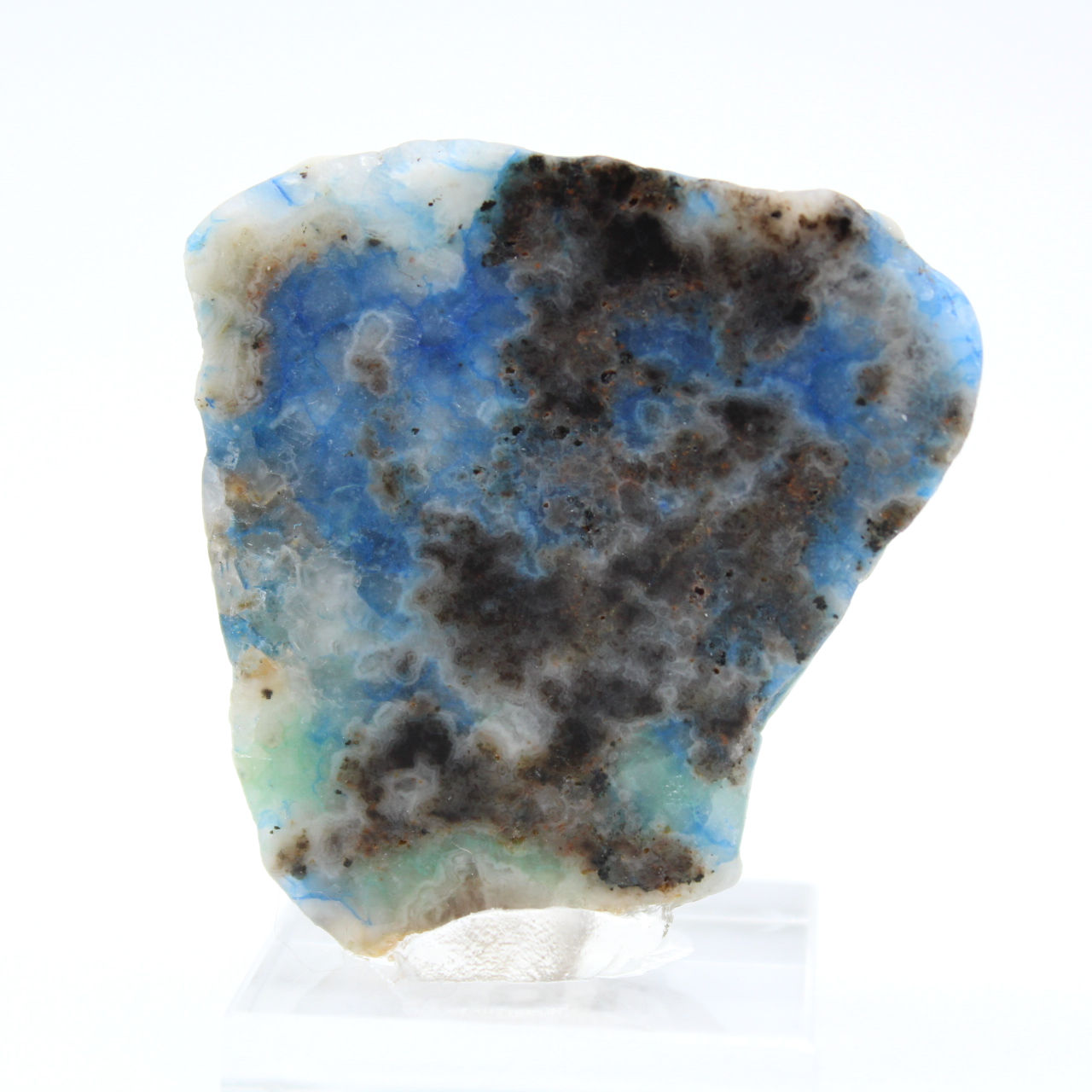 Rebanada pulida de azurita malaquita mineral bruto de calidad