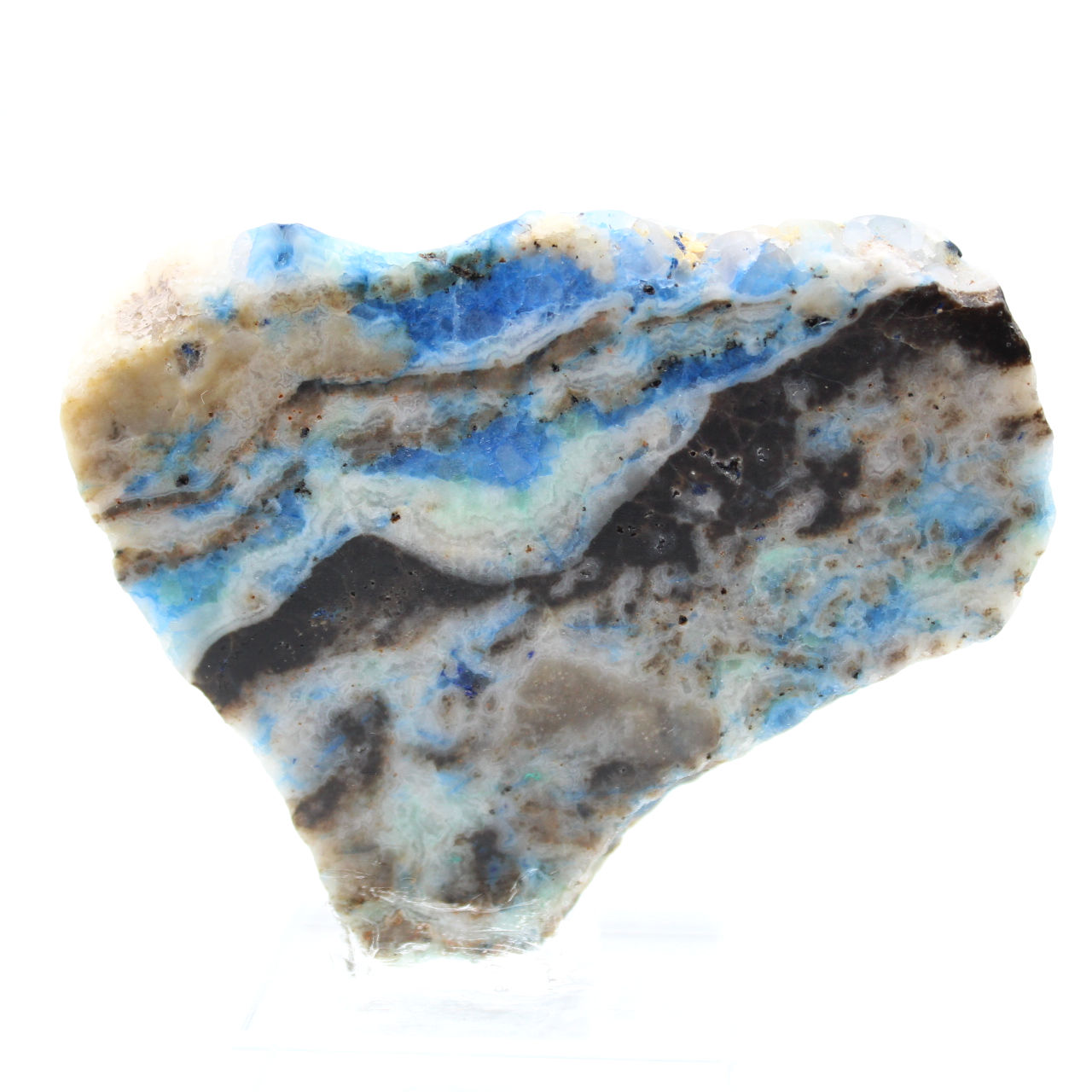 Rebanada pulida de azurita malaquita mineral bruto de calidad