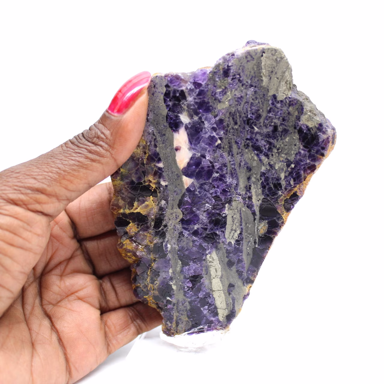 Rebanada de fluorita y pirita para colección mineral