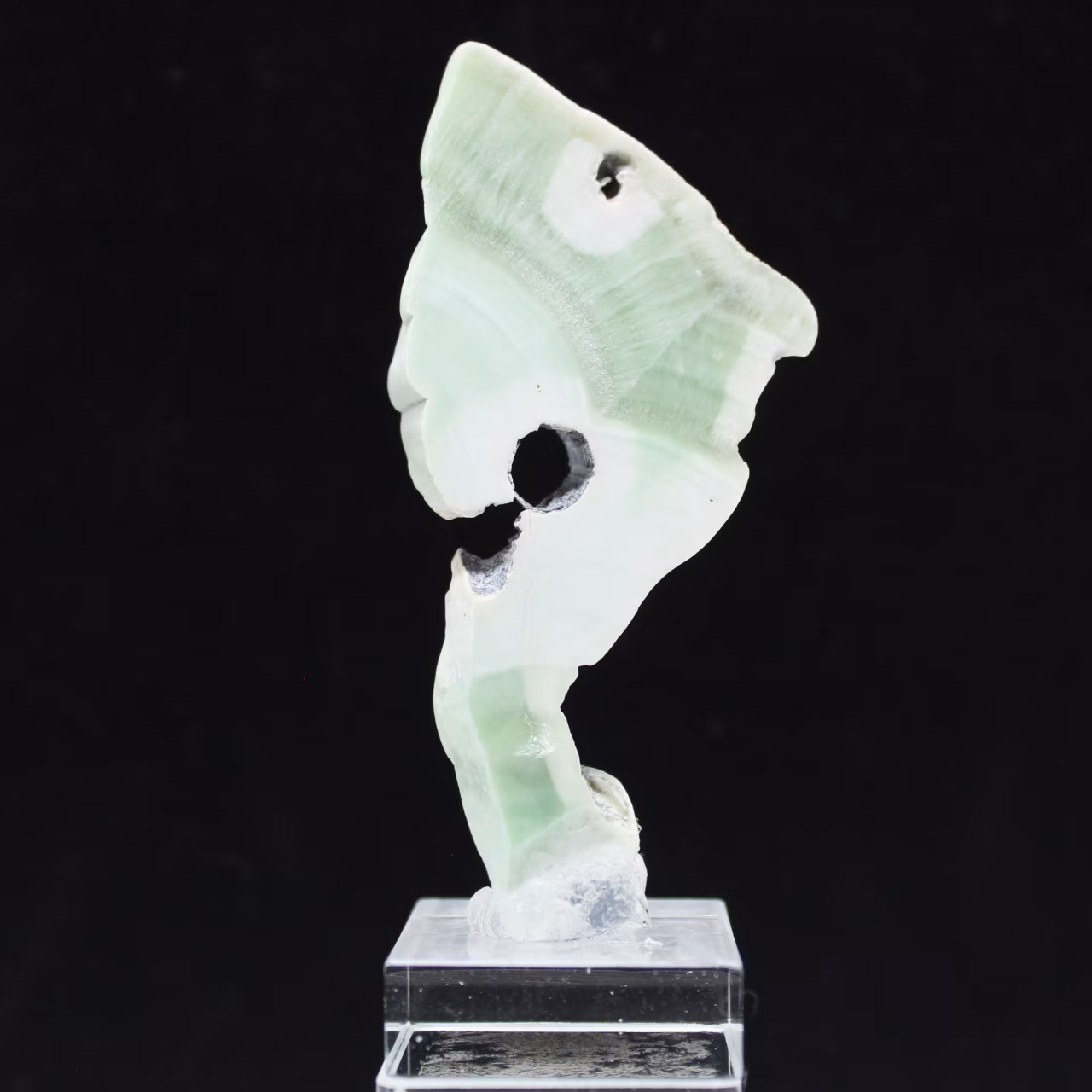 Rebanada auténtica y pulida de piedra de aragonita verde