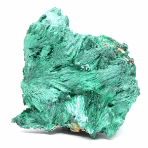 Piedra de malaquita fibrosa en bruto