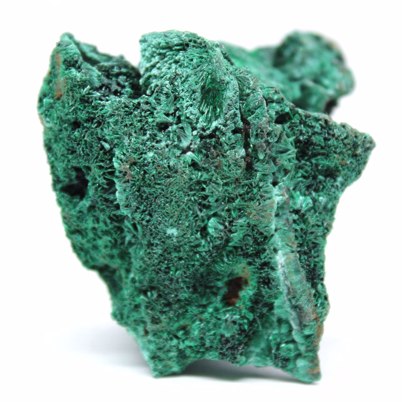 Cristal de malaquita fibrosa en bruto