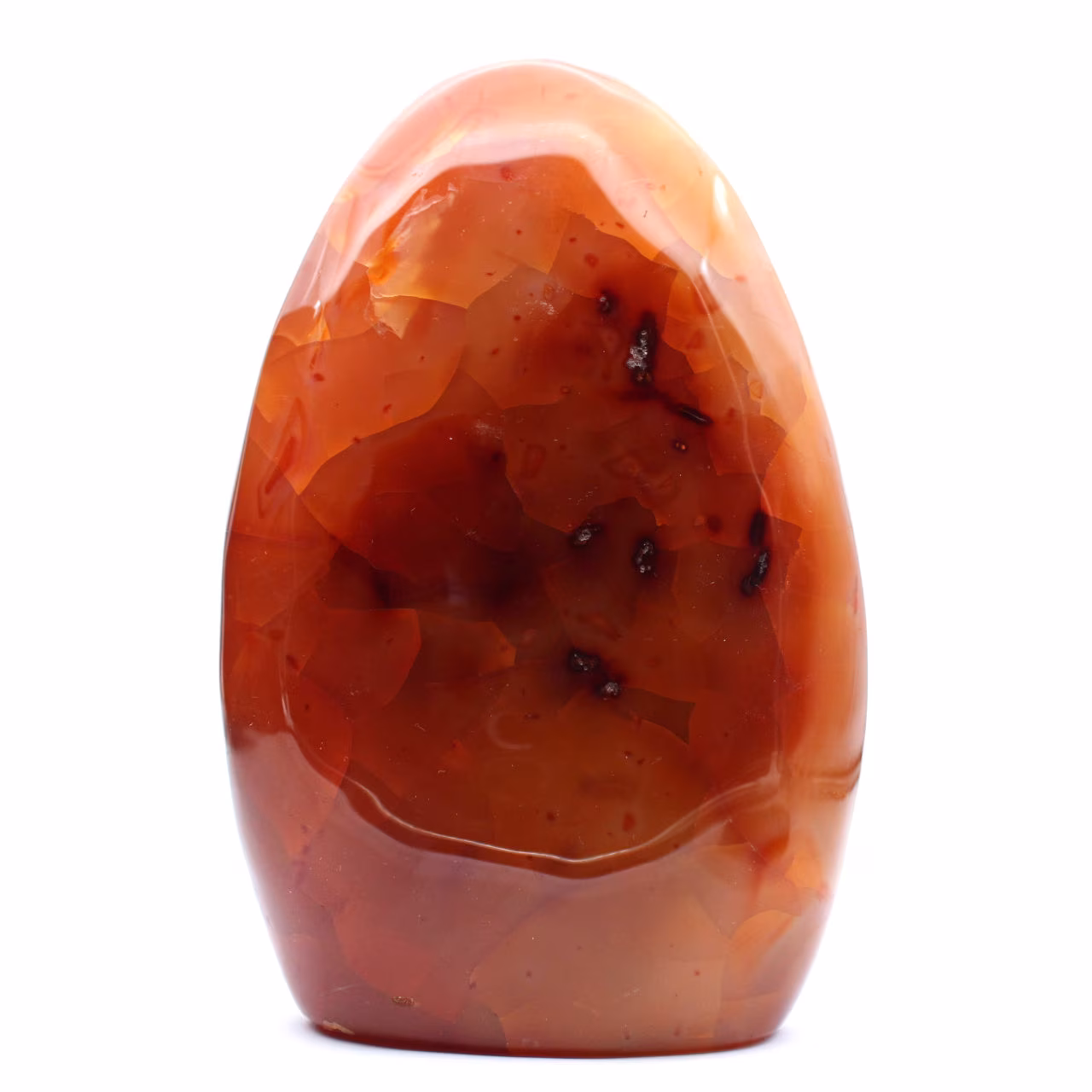 Cornalina XXL pulida de Madagascar - Piedra decorativa auténtica de color rojo anaranjado (adorno)