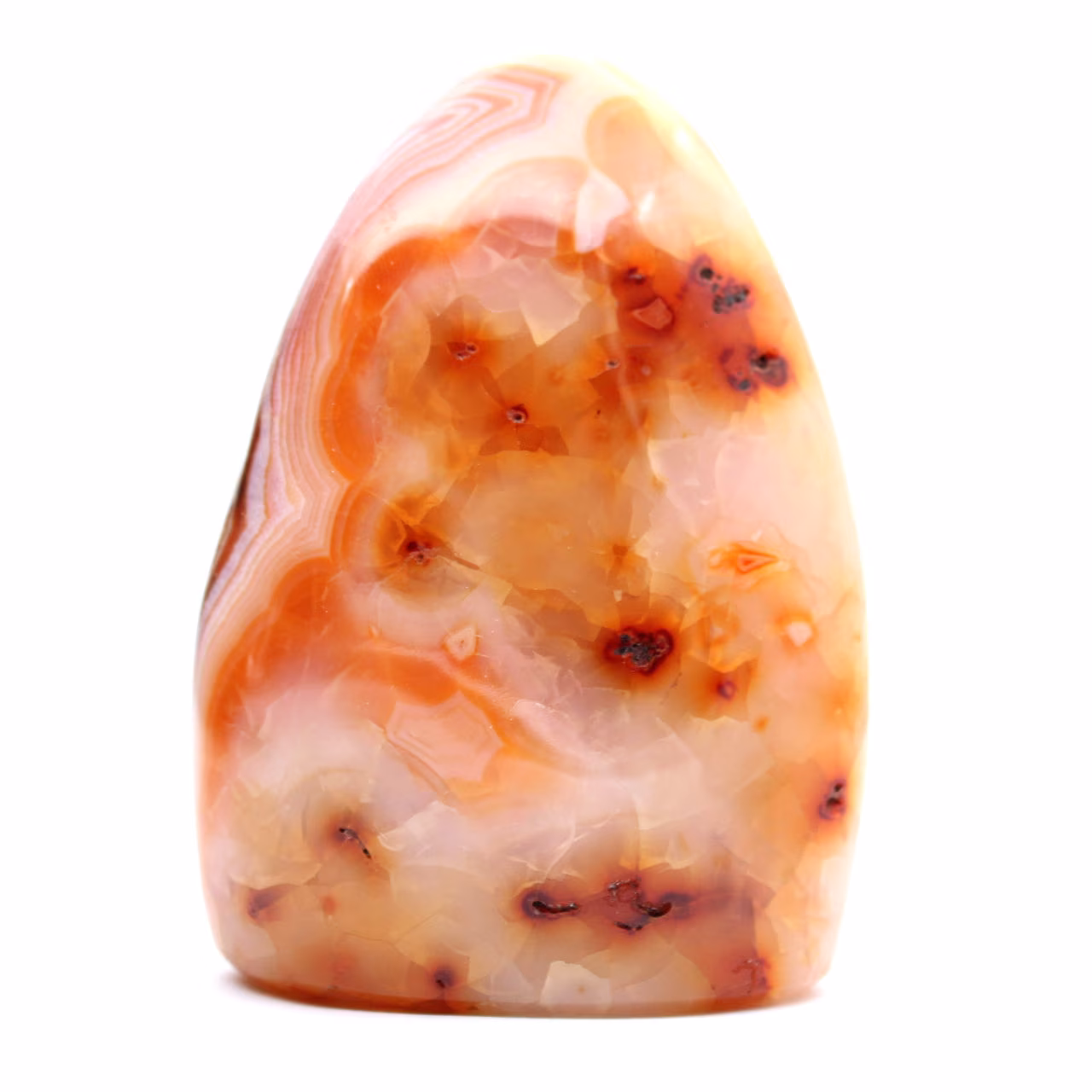 Cornalina pulida de Madagascar: espécimen de piedra natural para decoración y ciencia.