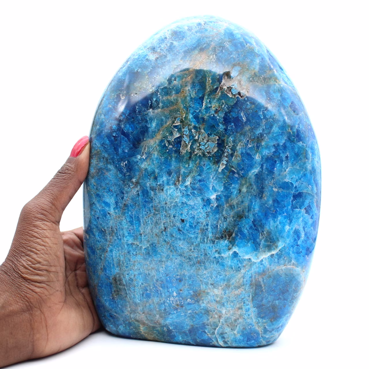 Apatita gigante pulida, prestigiosa piedra ornamental de Madagascar