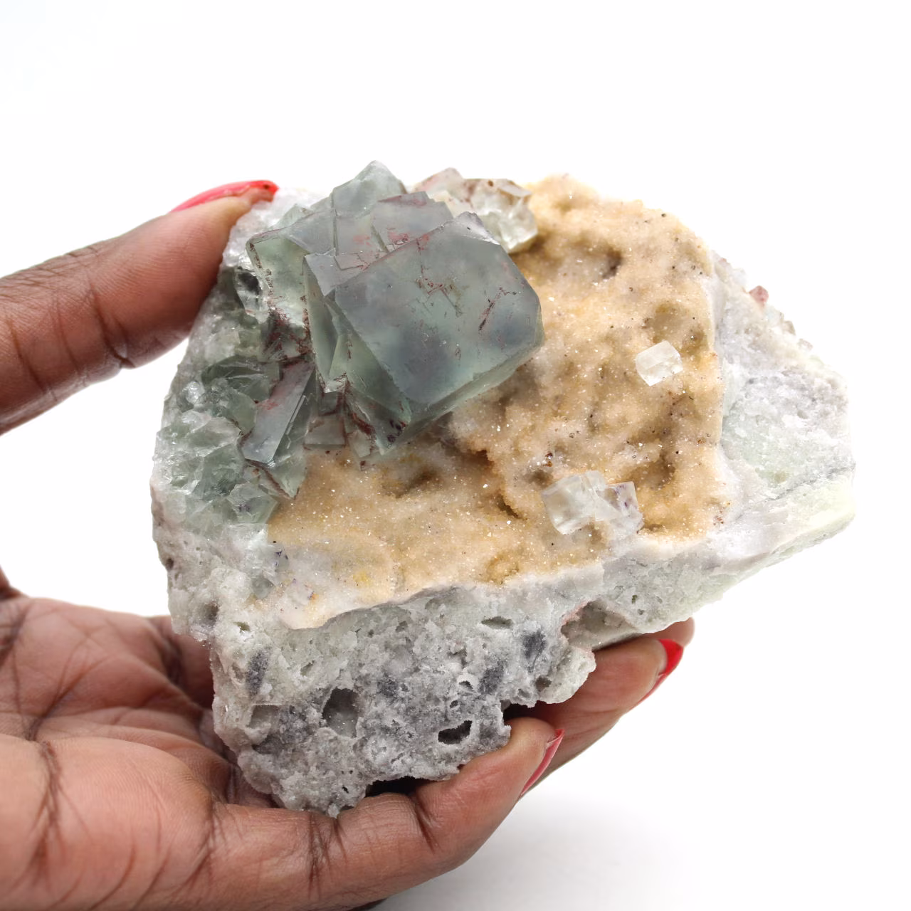 Mineral de fluorita verde: Cristales sobre matriz para decoración