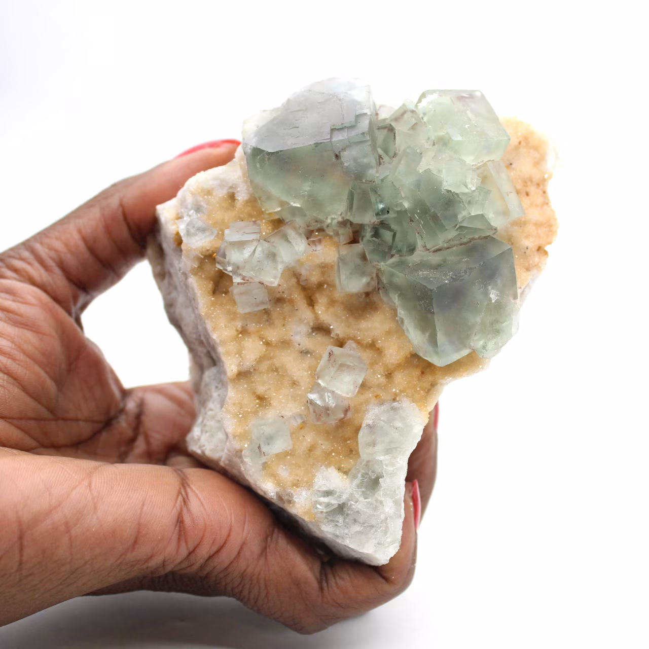 Cristales de fluorita verde: Colección mineralógica de Marruecos