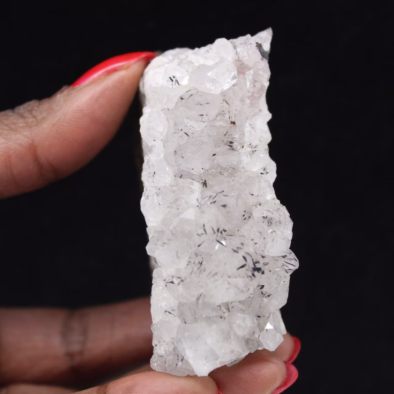 Cristales de cuarzo goethita marroquí, drusa pequeña de 120 g