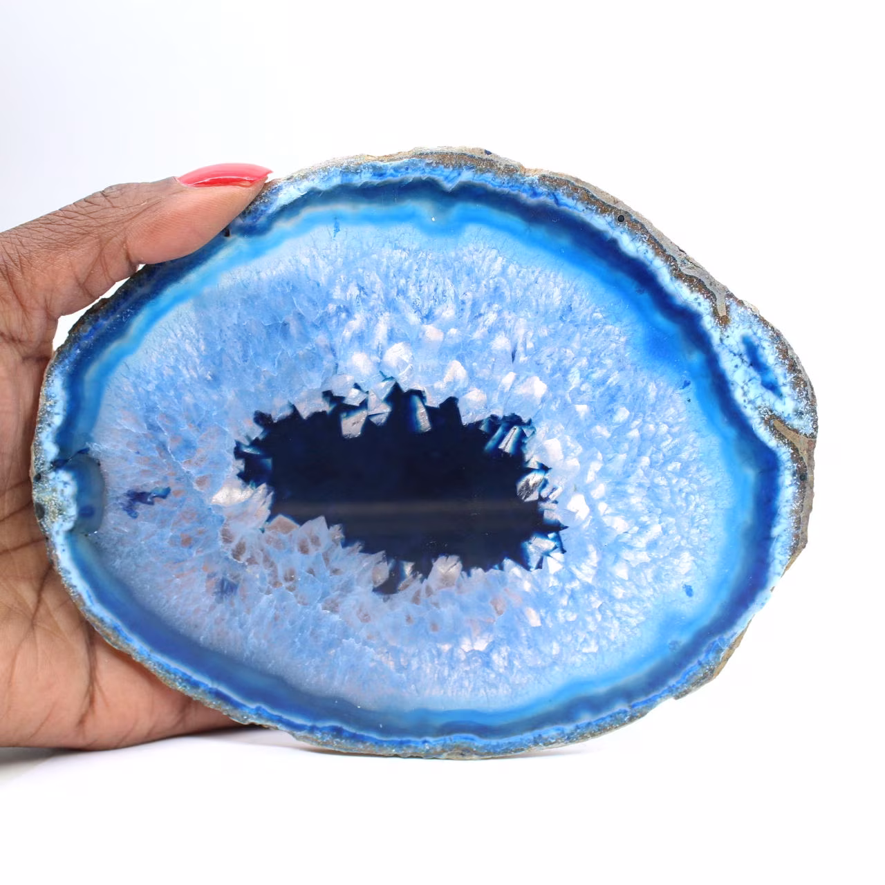 Ágata azul cortada natural de Brasil