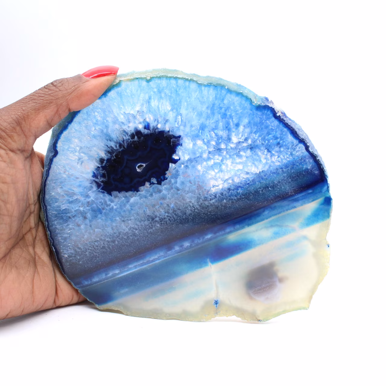 Ágata azul cortada de yacimientos brasileños