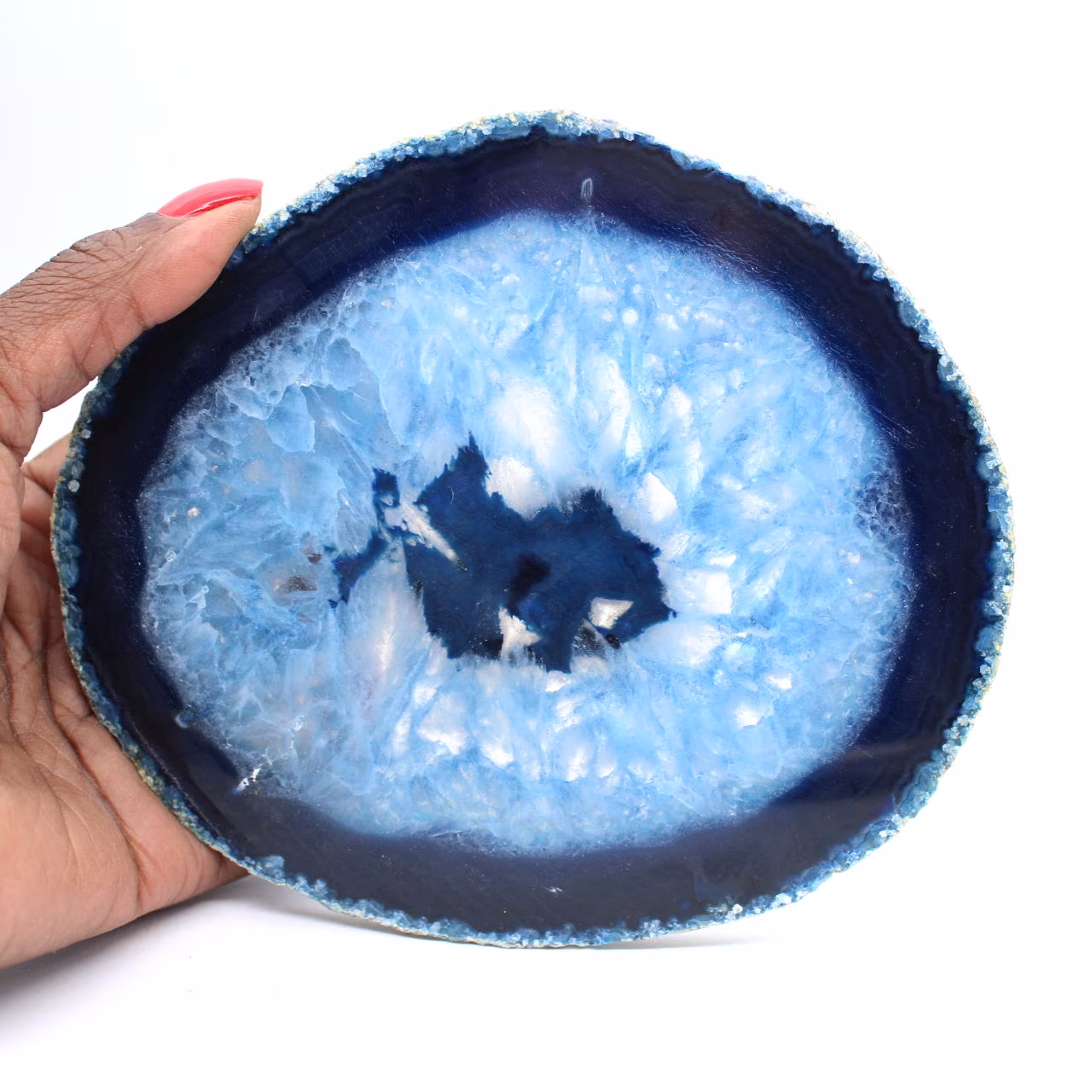 Trozo de ágata azul de Brasil para colección de minerales.