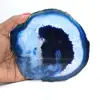 Rodajas de ágata azul pulidas para decoración y estudio. - 0