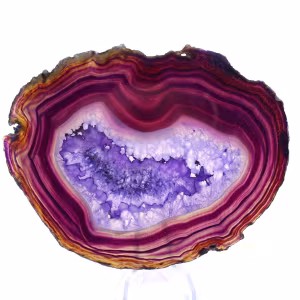 Rebanada de piedra ornamental púrpura de ágata brasileña