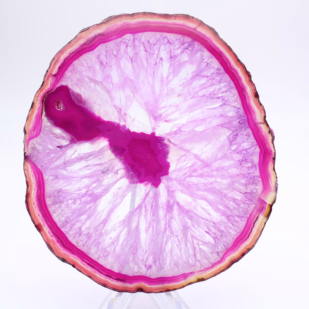 Rebanada de ágata natural teñida de rosa