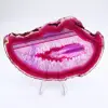 Rebanada pulida de ágata teñida de color rosa - 8