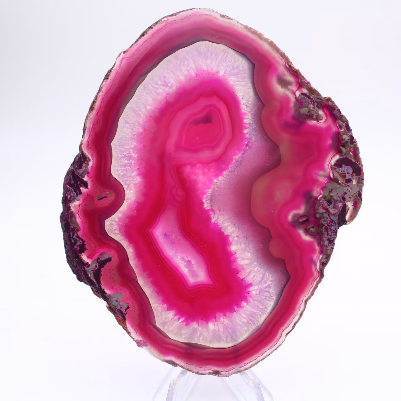 Rebanada de ágata natural teñida de rosa