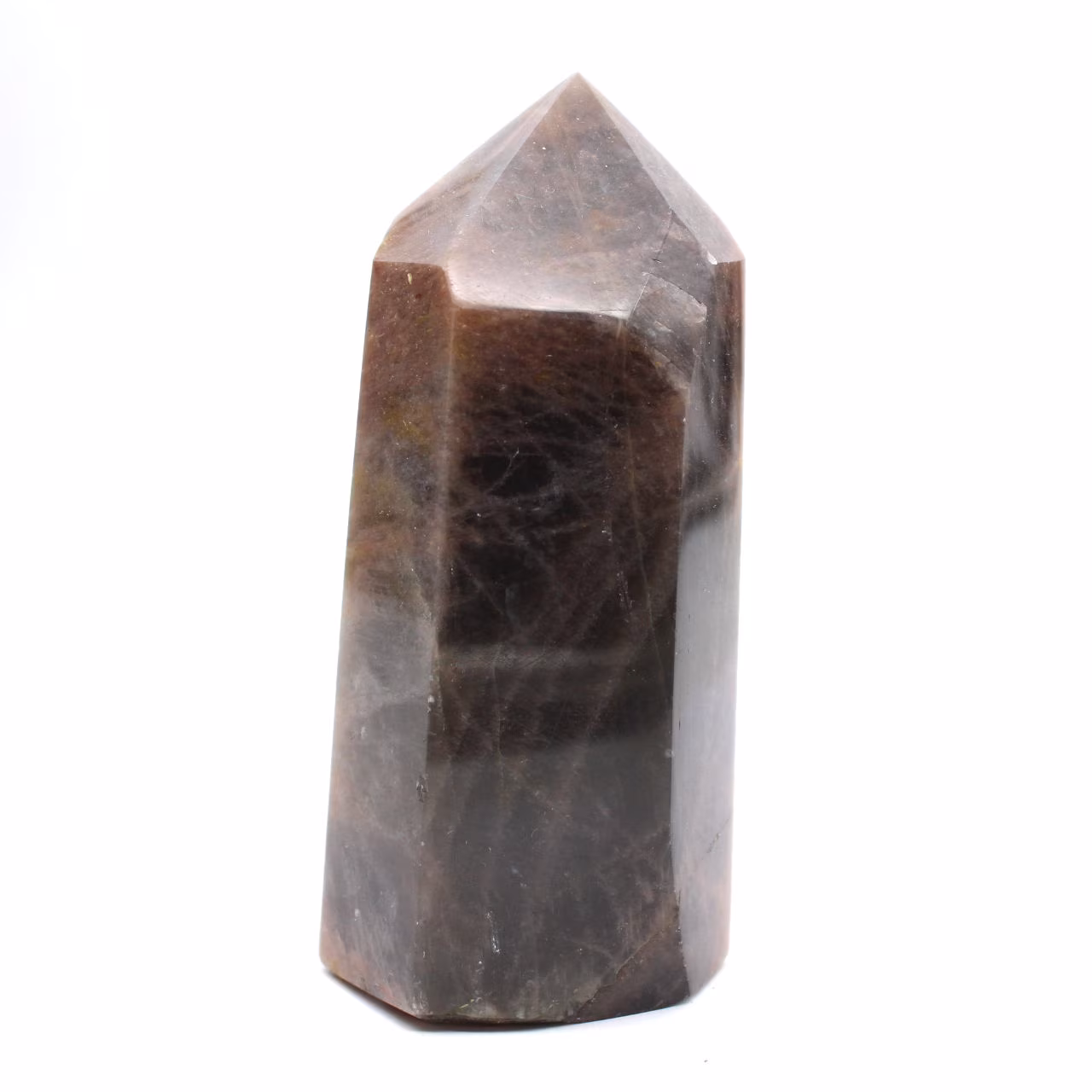 Prisma mineral de microclina oscura - Piedra lunar negra