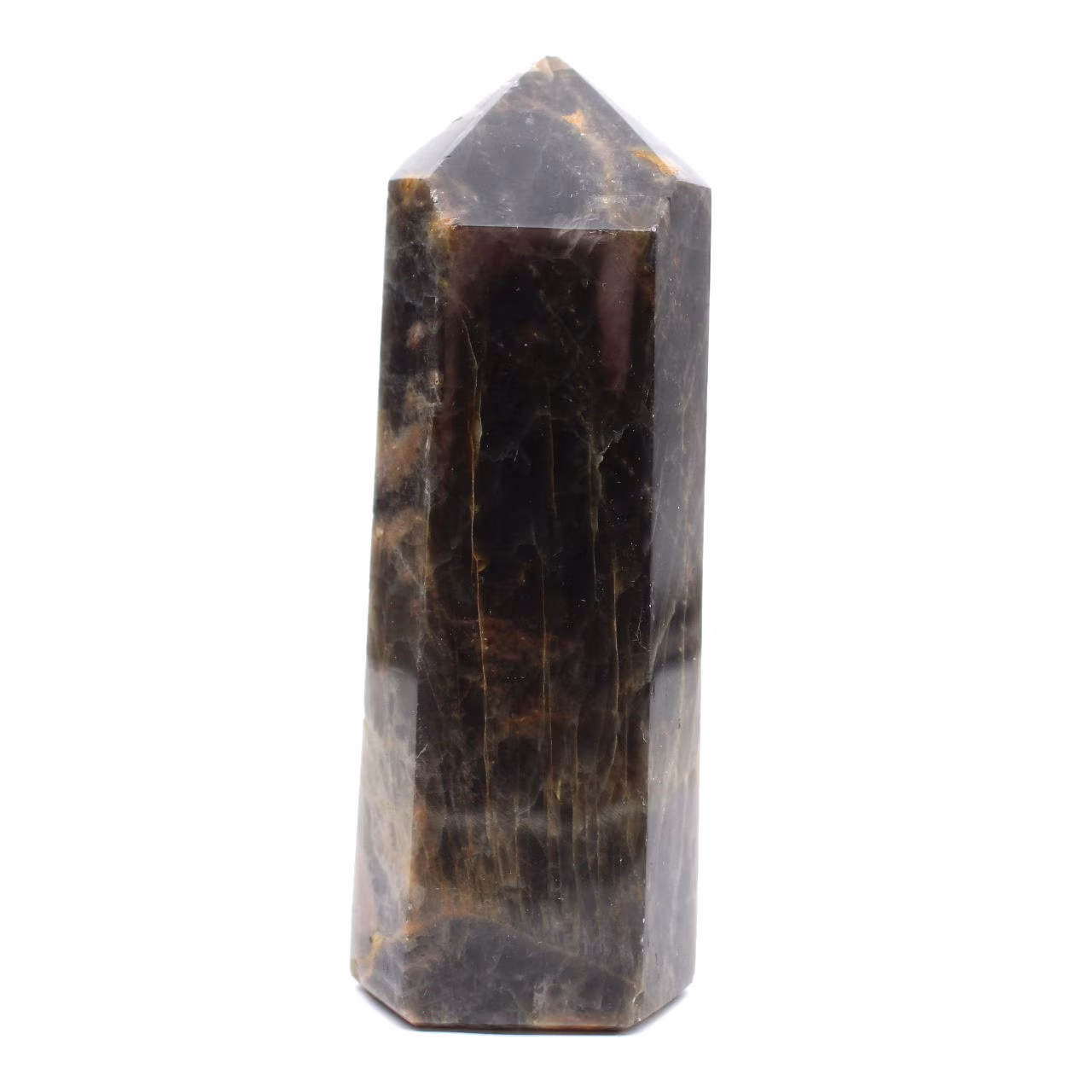 Prisma de piedra lunar negra grande - Microclina de Madagascar