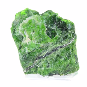 Diópsido de cromo natural en bruto, ejemplar verde de Finlandia, 80 g
