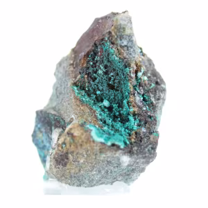 Mineral de brochantita verde en bruto de Chile en ganga