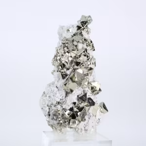 Pirita de Perú en formas octaédricas – Mineral de colección sobre una base