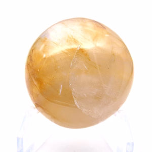 Canto rodado de cuarzo amarillo de Madagascar para vitrina mineralógica