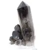 Gran cristal de cuarzo morión brasileño montado sobre base de acrílico - 0