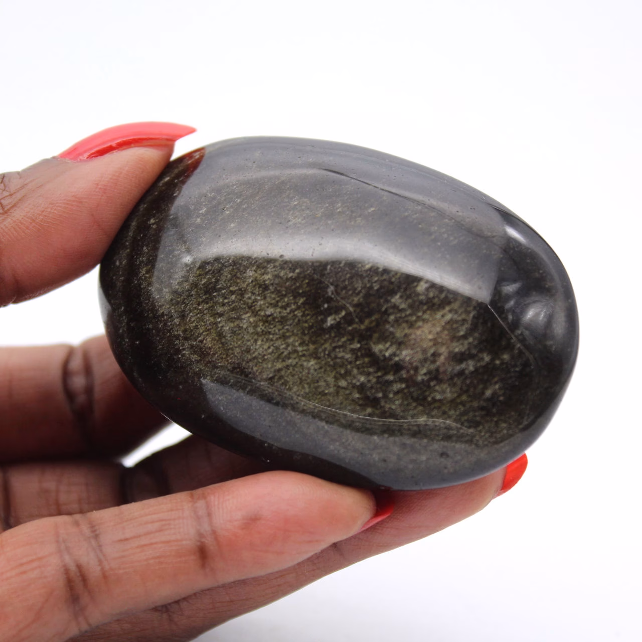 Canto rodado pulido de obsidiana dorada mexicana, ejemplar de 70 g