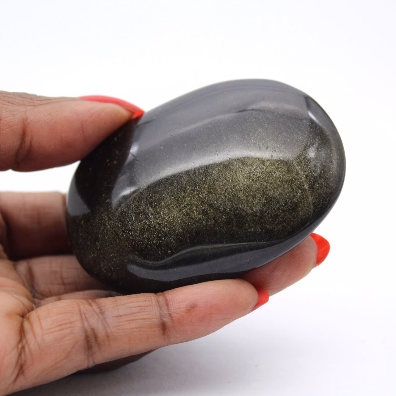 Canto rodado mexicano de obsidiana dorada, piedra pulida de 75 g