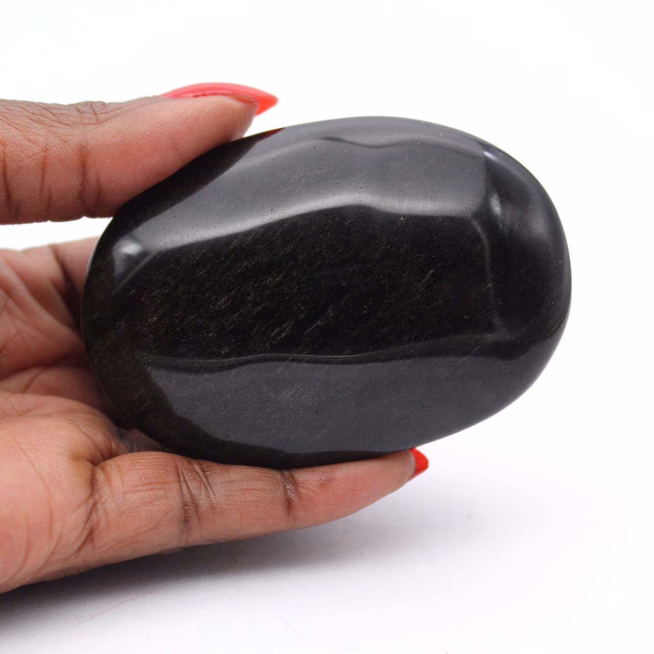 Canto rodado de obsidiana dorada de México, formato alargado de 100 g