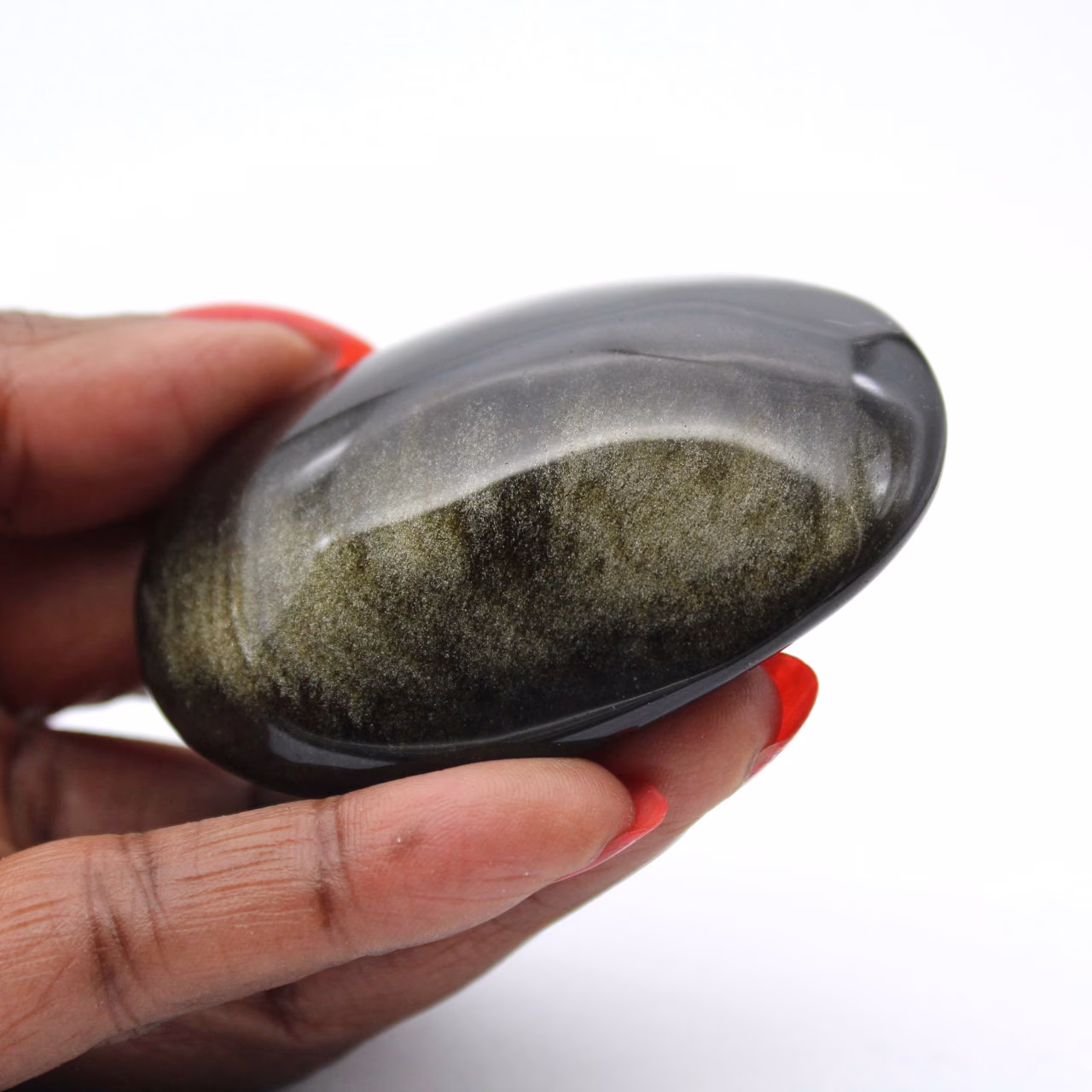Canto rodado pulido mexicano de obsidiana dorada, pieza de 75 g